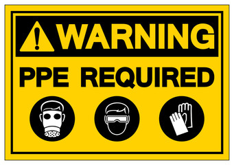 Warning PPE. Required Symbol Sign,Vector Illustration, Isolate On White Background Label. EPS10