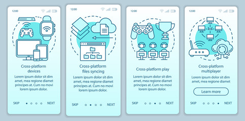 Cross platform devices onboarding mobile app page screen vector template