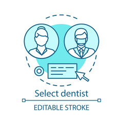 Fototapeta na wymiar Select dentist vector concept icon