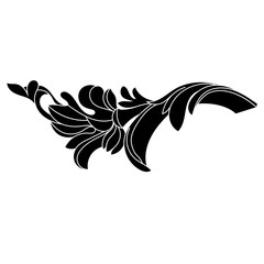 Black vintage baroque ornament, corner. Retro pattern antique style acanthus.Black vintage baroque ornament, corner. Retro pattern antique style acanthus.