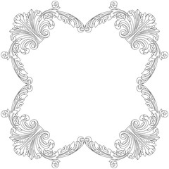 Vintage border frame engraving with retro ornament pattern in antique baroque style decorative design. Vector