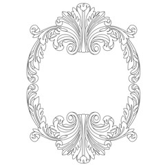 Vintage oval pattern frame in old style. Vector.Vintage oval pattern frame in old style. Vector.
