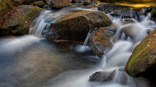 River Vydra, moss covered stones, Sumava National Park, Bohemia, Czech Republic, Europe