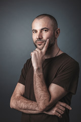 portrait of caucasian man with short beard and head