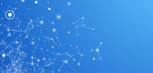 Cover template for science and technology presentation. Plexus style background.