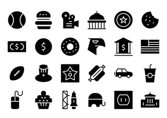 USA Glyph Icon Set