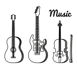 Obraz premium set of art guitars and violin instrument