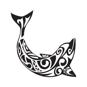 Dolphin tattoo in Maori style. Vector illustration EPS10