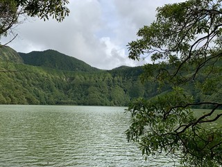 lake in the mountains on São Miguel island, Azores, Portugal near Sete Cidades