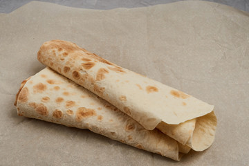 thin Armenian bread on food paper