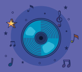 Obraz premium cd with treble clef and quaver with beam notes