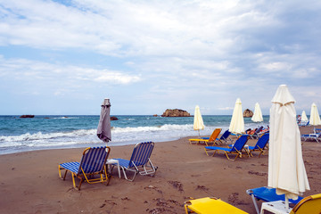 Prasoudi beach, Corfu island, Greece at morning