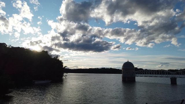 Quiet Sayama Reservoir in early summer evening