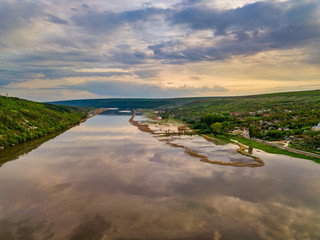 arial view over the river