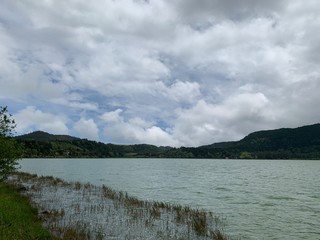 lake in the mountains on São Miguel island, Azores, Portugal near Furnas