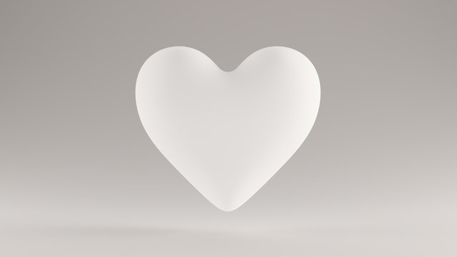 Large White 3d Heart Icon 3d illustration 3d render