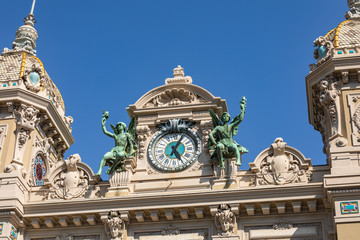 Casino building facade in a sunny summer day in Monte Carlo, Monaco.