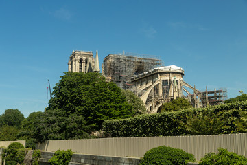 Fototapeta na wymiar Notre Dame cathedral being reconstructed