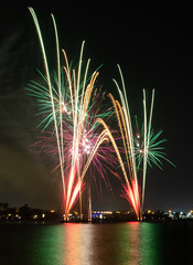 Fireworks show during the eid al-fitr celebration in Souq Wakrah, Doha Qatar