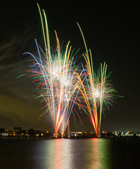 Fireworks show during the eid al-fitr celebration in Souq Wakrah, Doha Qatar