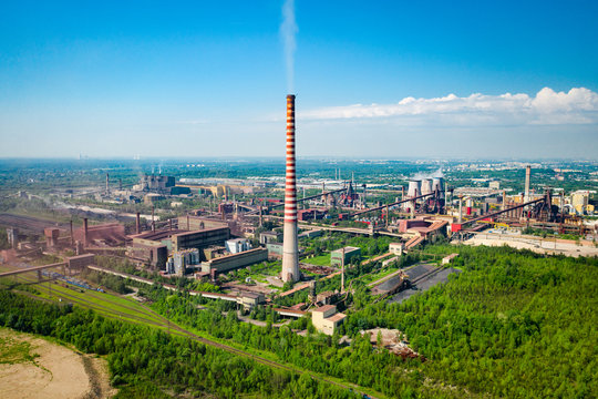 Industrial landscape with heavy pollution produced by a large factory