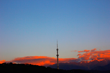 A cityscape of Almaty and Kok-Tobe tower