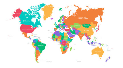 Fototapeta premium Colorful Hi detailed Vector world map