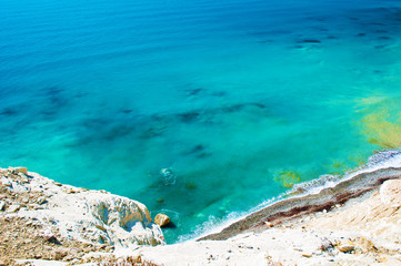 Fototapeta na wymiar View from above on sea surface near Paphos, Cyprus