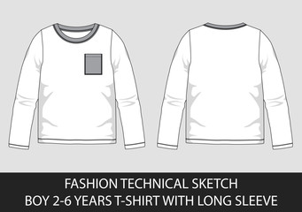 Fashion technical sketches for boys 2-6 years t-shirts with long sleeve