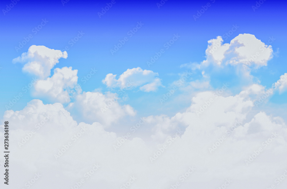 Wall mural white clouds in blue sky background. - image