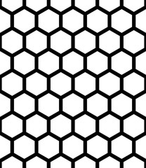 Honeycomb grid simple black line vector pattern. Honeycomb seamless pattern design.