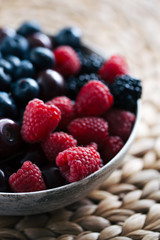 fresh raspberries and blackberries