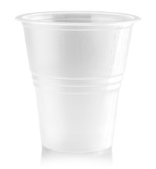The Plastic cup disposable glass isolated on white background