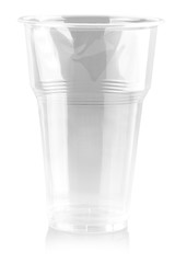 The Plastic cup disposable glass isolated on white background