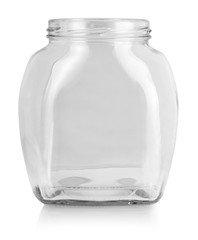 The empty glass bottle isolated on white background.