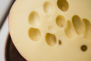 Macro shot of edam cheese