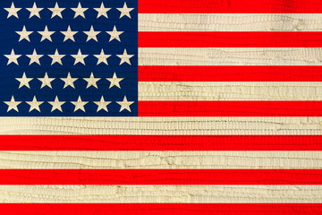 USA country flag on woven canvas texture