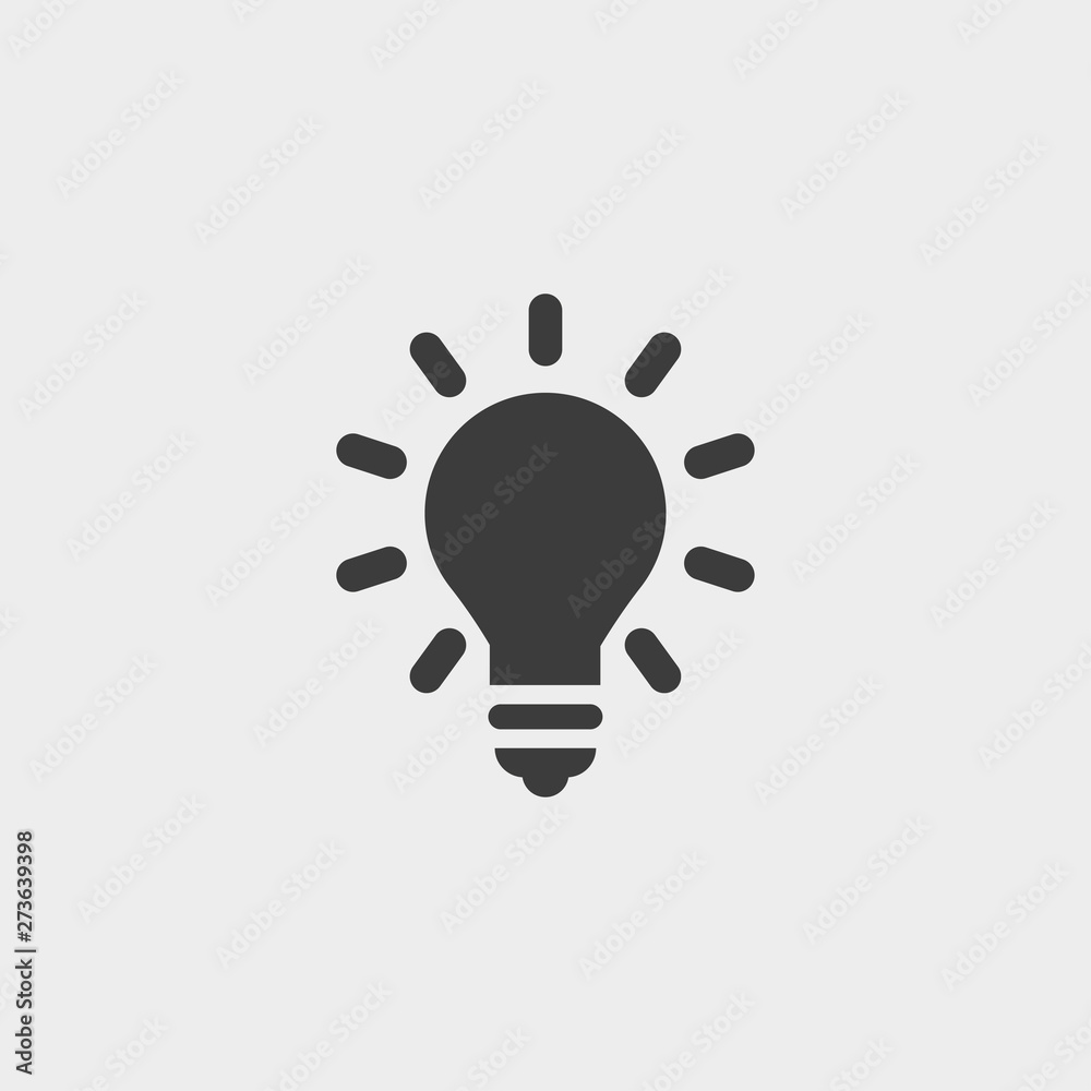 Poster lightbulb icon in a flat design in black color. vector illustration eps10