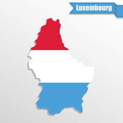 Luxembourg map with flag inside and ribbon