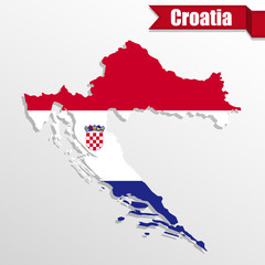 Croatia map with flag inside and ribbon