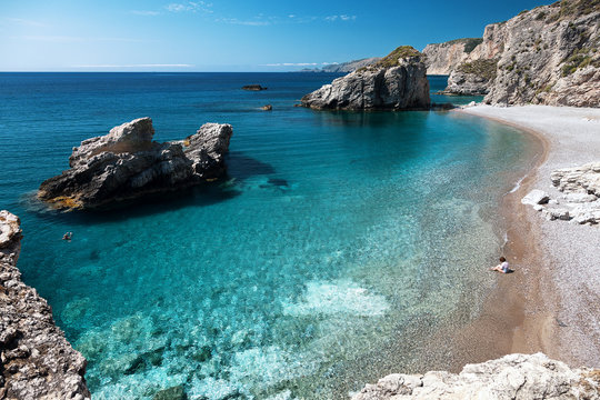 Kaladi beach on island of Kythira, Ionian, Greece