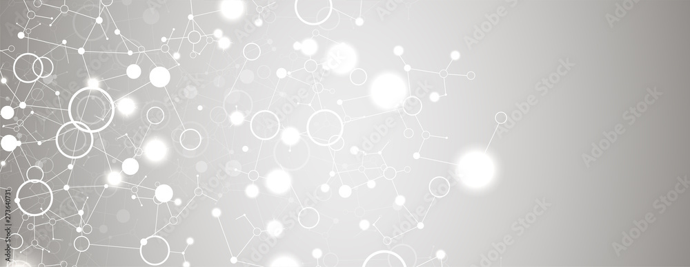 Wall mural cover template for science and technology presentation. plexus style background.