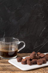 Chocolate truffle in cocoa powder