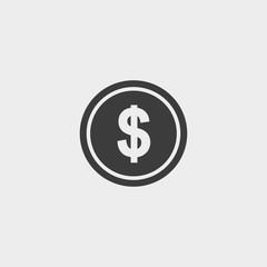 Dollar Icon in a flat design in black color. Vector illustration eps10