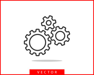 Metal gears and cogs vector. Gear icon flat design. Mechanism wheels logo. Cogwheel concept template.