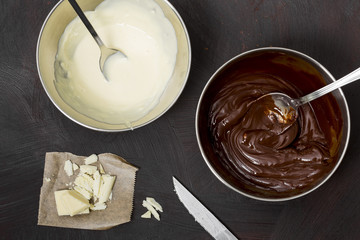 Top view of chocolate cream