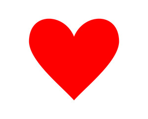 Red shape love heart icon vector isolated on white background.