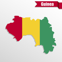 Guinea map with flag inside and ribbon