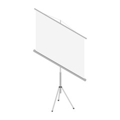 Blank white realistic projector screen