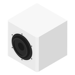 Subwoofer isometric view isolated on white background. Professional music studio equipment
